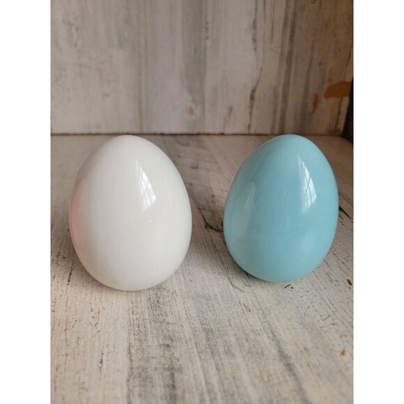 Ceramic pastel egg Easter spring home decor figure set - Picture 3 of 6
